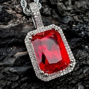 NWB RUBY / DIAMOND PENDANT AND CHAIN